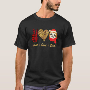 Camiseta Navidades Paz Amor Leopard Heeart Xmas Sloth