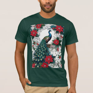 Camiseta Navidades Peacock Y Poinsettias