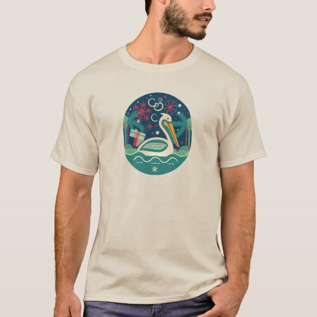 Camiseta Navidades PELICANOS ORIGINALES DE ARTE MODERNO (Anverso)