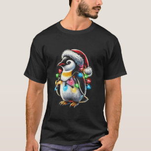Camiseta Navidades Penguin Santa Hat iluminan Pajama Funny
