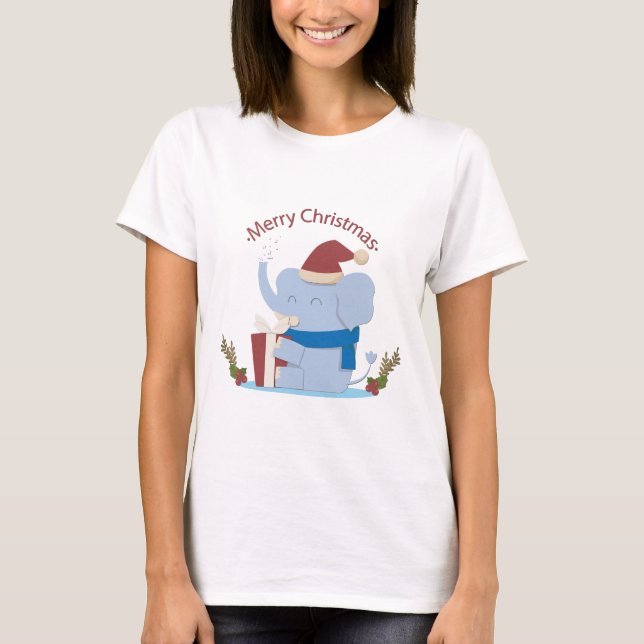 CAMISETA NAVIDADES PEQUEÑOS ADORABLES ELEFANT (Anverso)