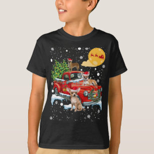 Camiseta Navidades Perro Chihuahua Con Camión Rojo Vintage
