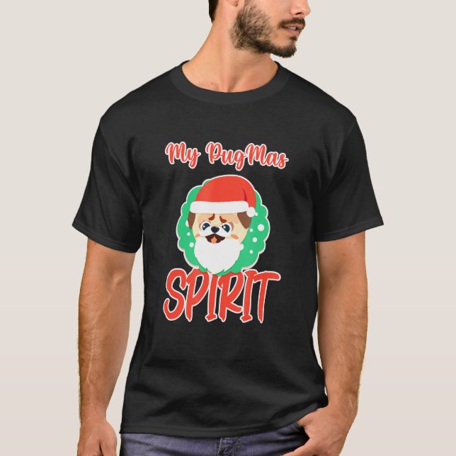 Camiseta Navidades Perro Feo Pug Mascota de Navidad (Anverso)