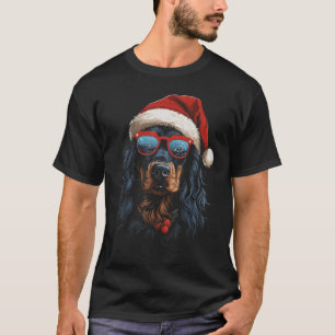 Camiseta Navidades Perro Lover Gordon Setter Santa Hat Xmas