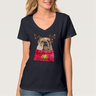 Camiseta Navidades Perro Regalo Bulldog Antlers Fea Navidad