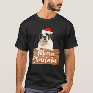 Camiseta Navidades Perro San Bernard Santa Hat