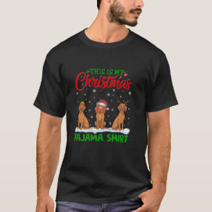 Camiseta Navidades Perros de Vizsla, reno de Santa Hat Paja