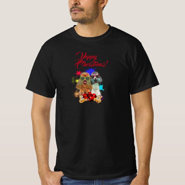Camiseta Navidades personalizables de perro de caniche yapp (Anverso)