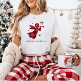 Camiseta Navidades personalizados Angel Buffalo Plaid Holid