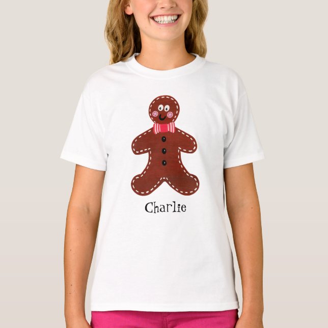 Camiseta Navidades personalizados con pan de jengibre (Anverso)