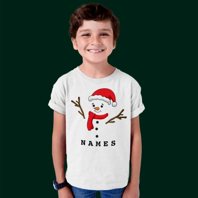 Camiseta Navidades personalizados divertidos Niña Niña (Personalized Christmas Funny Snowman Kid Boy T-Shirt)