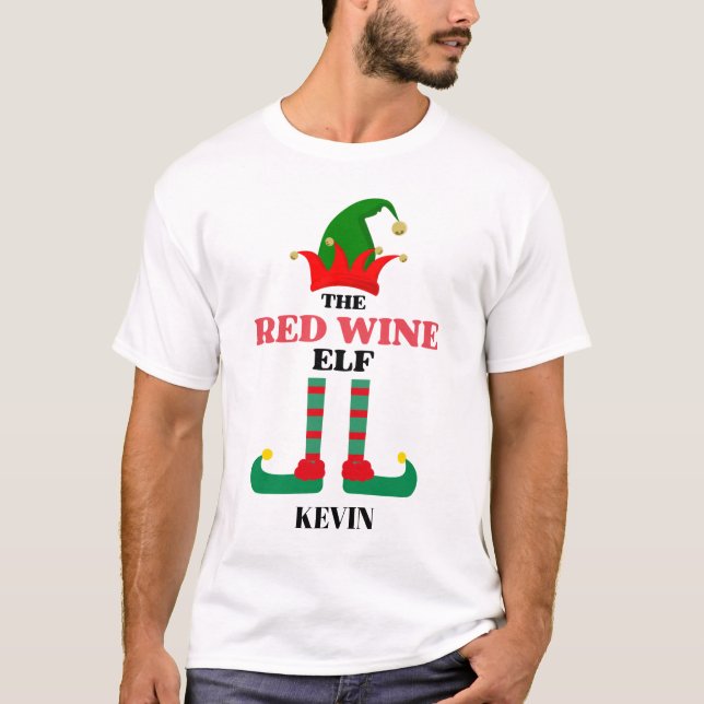 Camiseta Navidades personalizados El Elfo Vino Rojo (Anverso)