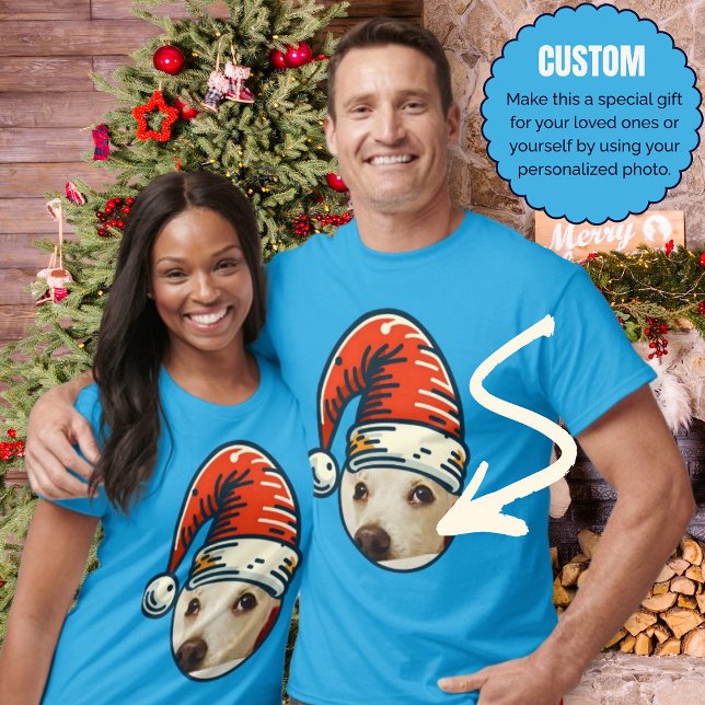 Camiseta Navidades personalizados Foto personalizada Santa (Custom Christmas Santa Personalized Photo T-Shirt)