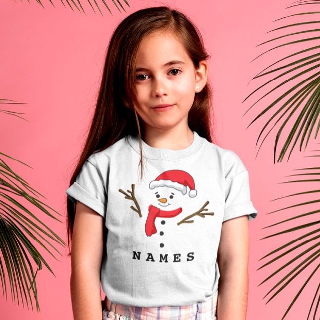 Camiseta Navidades personalizados Funny Snowman Kid Chica (Personalized Christmas Funny Snowman Kid Girl T-Shirt)