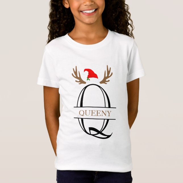 Camiseta Navidades personalizados Letra Q Split Monograma (Anverso)