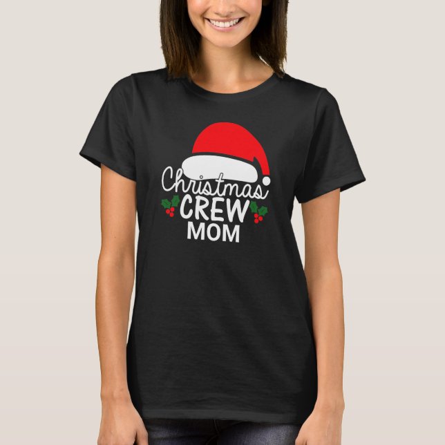 Camiseta Navidades personalizados tripulan Mom Santa Hat Fa (Anverso)