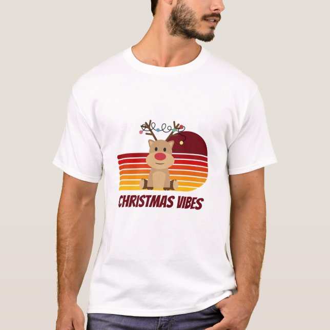 Camiseta Navidades personalizados vibes reno (Anverso)