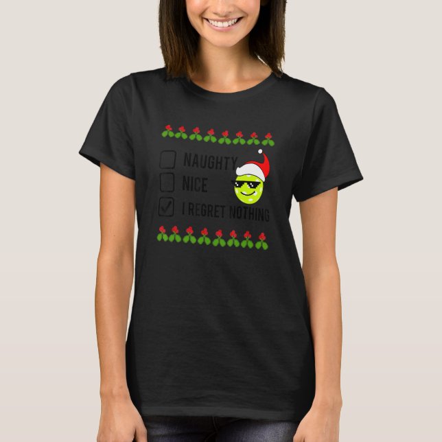 Camiseta Navidades Pickleball NAUGHTY NICE (Anverso)