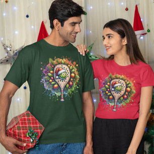 Camiseta Navidades Pickleball Santa Hat Pine Holly Sale