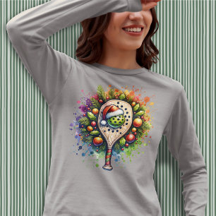 Camiseta Navidades Pickleball Santa Hat Pine Holly Sale