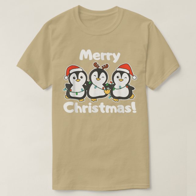 Camiseta Navidades pingüinos animales adornan pingüinos (Diseño del anverso)