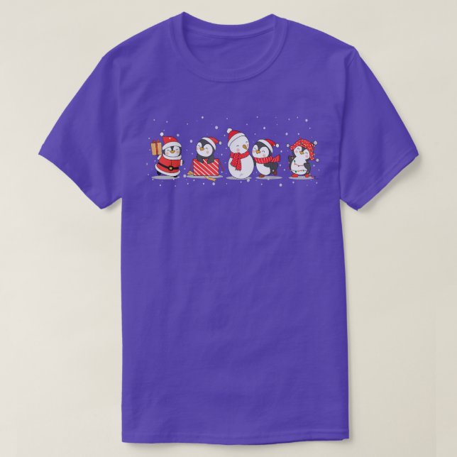 Camiseta Navidades Pingüinos Feliz Navidad Feliz Año Nuevo (Diseño del anverso)