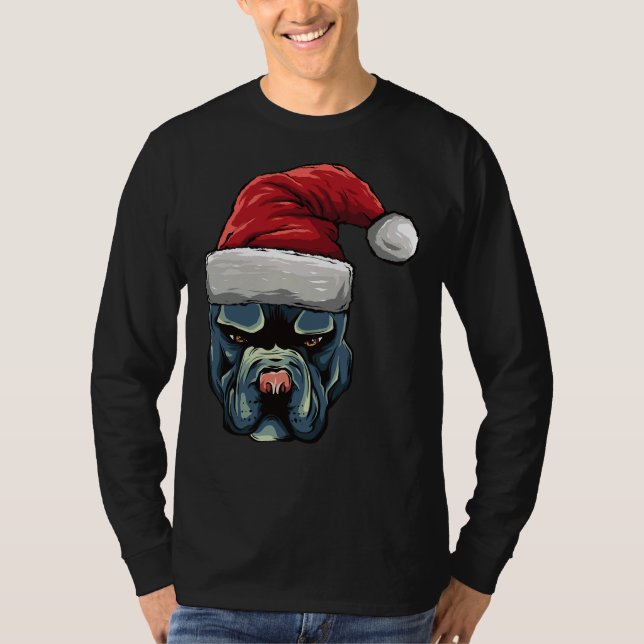 Camiseta Navidades Pit Bull Puppy Perro En Un Sombrero De S (Anverso)