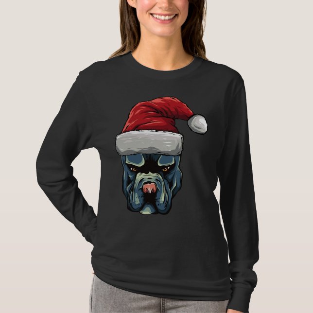 Camiseta Navidades Pit Bull Puppy Perro En Un Sombrero De S (Anverso)