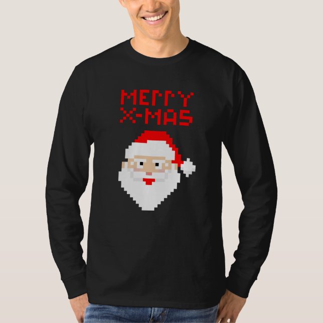 Camiseta Navidades Pixel Santa Claus de 8 bits (Anverso)