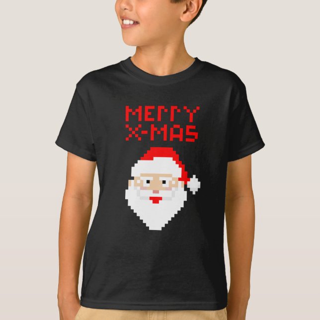 Camiseta Navidades Pixel Santa Claus de 8 bits (Anverso)