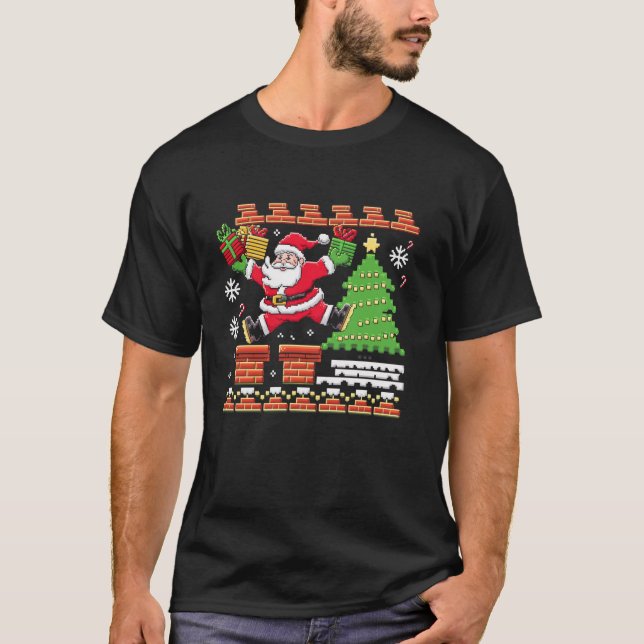 Camiseta Navidades Pixelated Santa Clause Gamer Pixel Art G (Anverso)