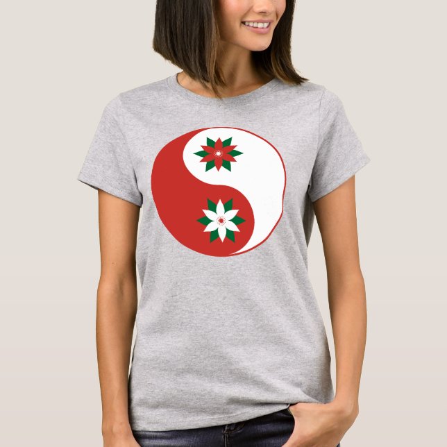Camiseta Navidades Poinsettia Yin Yang (Anverso)