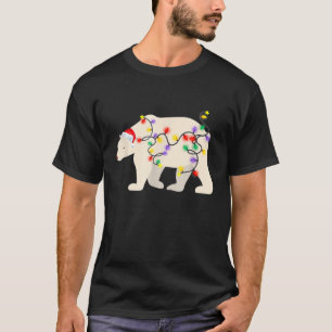 Camiseta Navidades Polar Bear Santa Hat iluminan Pajamas Fa