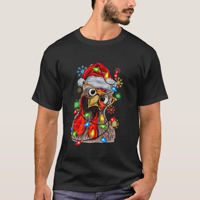 Camiseta Navidades Pollo Hen Tree Encender Navidad Graciosa (Anverso)