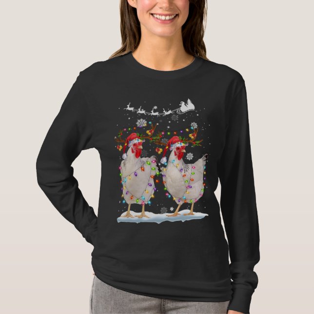 Camiseta Navidades Pollo Hen Tree Encender Navidad Graciosa (Anverso)