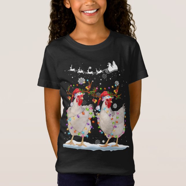 Camiseta Navidades Pollo Hen Tree Encender Navidad Graciosa (Anverso)