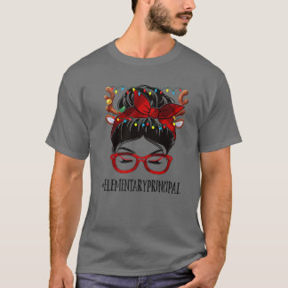 Camiseta Navidades principales de primaria Mujer Messy Bun