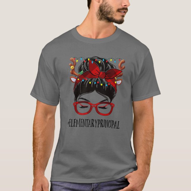 Camiseta Navidades principales de primaria Mujer Messy Bun  (Anverso)