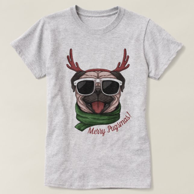 Camiseta Navidades Pug (Diseño del anverso)