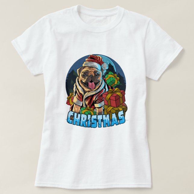 Camiseta Navidades Pug (Diseño del anverso)