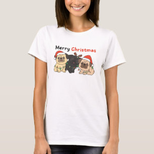 Camiseta Navidades Pug Animales cortan a los perros Feliz N