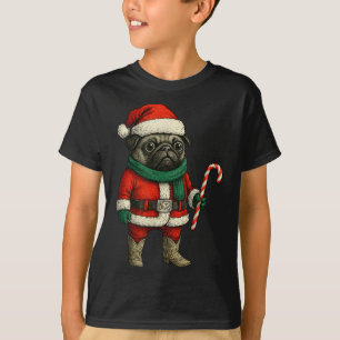 Camiseta Navidades Pug Dog Funny Xmas Set Red Pug Candy