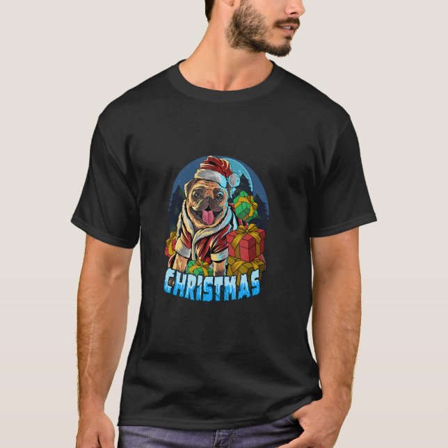 Camiseta Navidades Pug Dog Pug Santa Hat Navidades feos (Anverso)