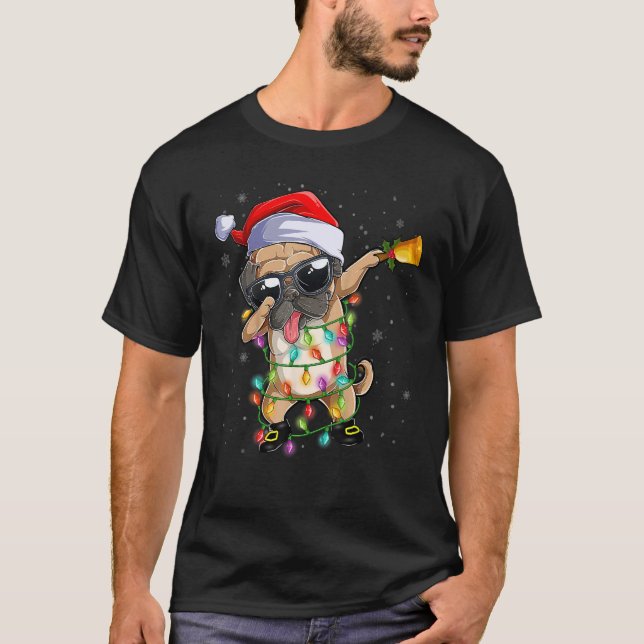 Camiseta Navidades Pug Dog Pug Santa Hat Navidades feos 1 (Anverso)