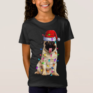 Camiseta Navidades Pug ilumina las decoraciones de Santa Ha