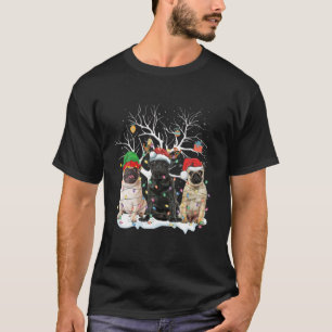 Camiseta Navidades Pug iluminan a amante de los renos de Sa