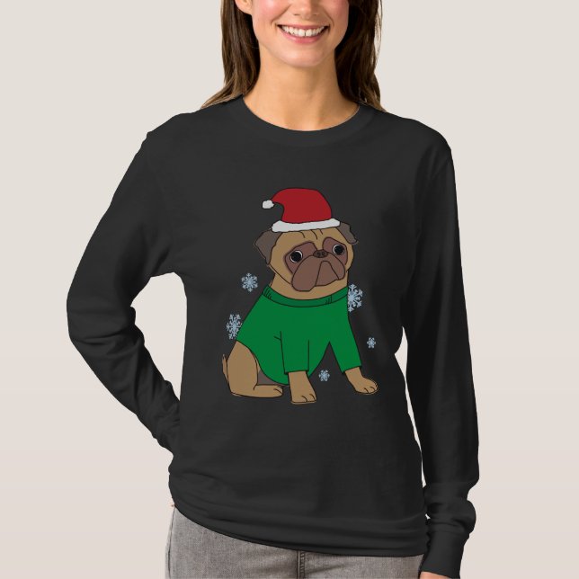 Camiseta Navidades Pug Jumper Festive Perro Pug Ilustrado (Anverso)