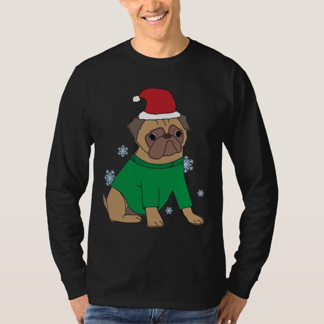 Camiseta Navidades Pug Jumper Festive Perro Pug Ilustrado (Anverso)