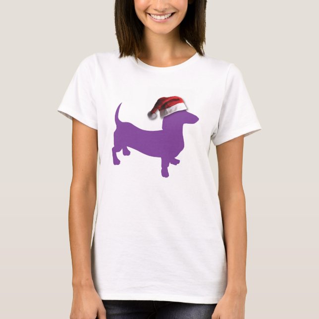 Camiseta Navidades Purple Dachshund (Anverso)