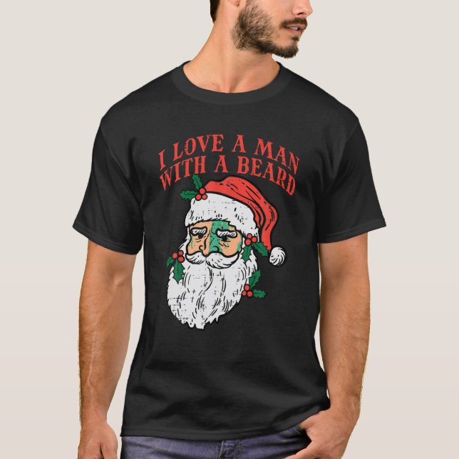 Camiseta Navidades que amo al hombre con barba Santa Gracio (Anverso)